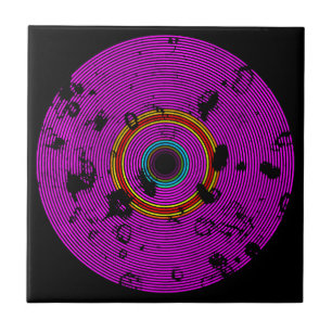 Hot Pink Multicolor Vinyl Disk Textur Muster Fliese