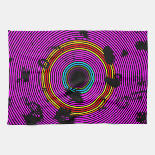 Hot Pink Multicolor Vinyl Disk Textur Muster Geschirrtuch