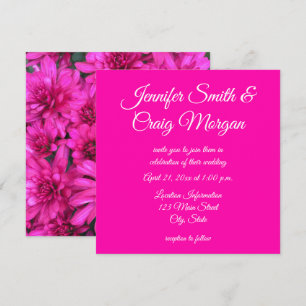 Hot Pink Mums Foto Hochzeit Einladung