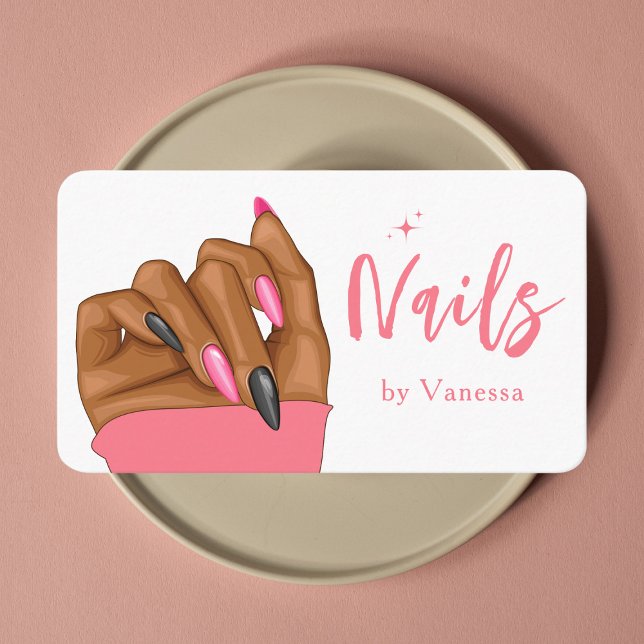 Hot Pink Nail Artist Salon Qr Code Business Card Visitenkarte (Von Creator hochgeladen)