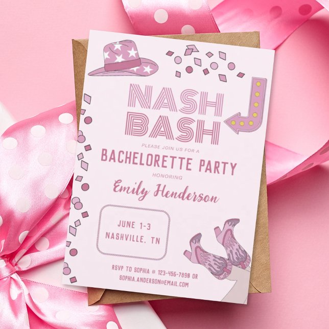 Hot Pink Nash Bash Nashville Junggeselinnen-Abschi Einladung (Von Creator hochgeladen)