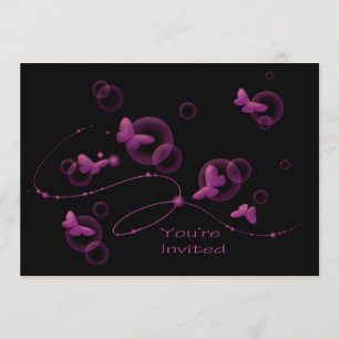 Hot Pink Neon Butterfys Geburtstagsparty Einladung
