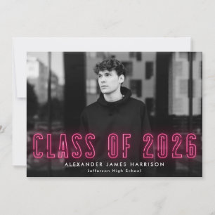 Hot Pink Neon Class of 2023 Foto Abschluss Ankündigung