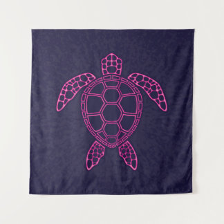 Hot Pink Neon Lava Sea Turtle Design Wandteppich