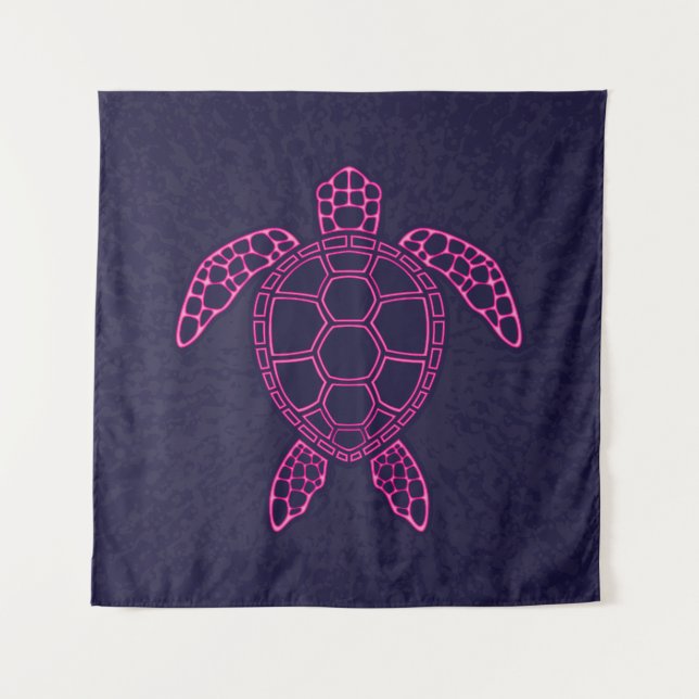 Hot Pink Neon Lava Sea Turtle Design Wandteppich (Vorderseite)