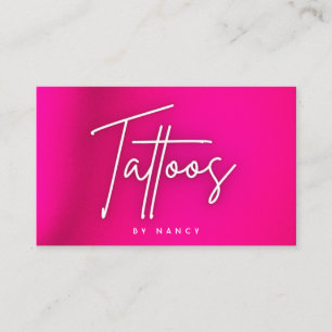 Hot Pink Neon Tattoo Artist Visitenkarte