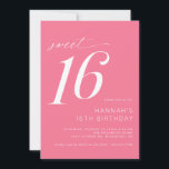 Hot Pink | Niedliches Weißwein Süß 16 Geburtstag Einladung<br><div class="desc">Girly 16. Geburtstagsfeier Einladungen mit Script-Akzenten. Einfach,  lässig und hübsch. Hellrosa Farbe mit weißem Schriftart.</div>
