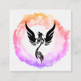 *~* Hot Pink Ombre Black Phoenix Feuerring Quadratische Visitenkarte
