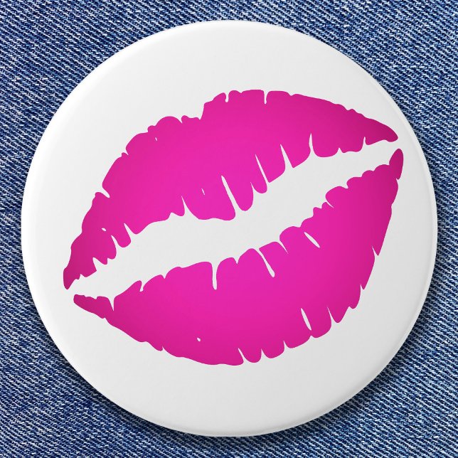 Hot Pink Ombre Kiss Button (Hot Pink Kiss Stain Button)