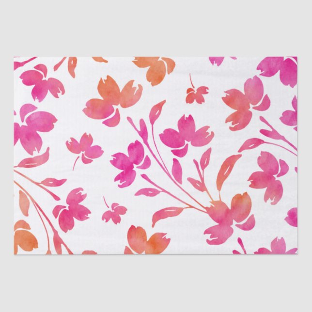 Hot Pink & Orange Blume Seidenpapier (Vorderseite)