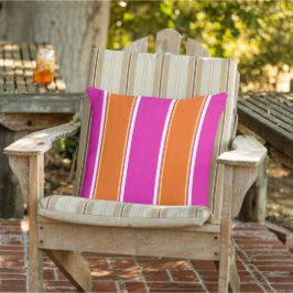Hot Pink Orange Cabana Streifen Außenkissen Kissen