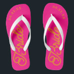 Hot Pink Orange Custom Bridal Wedding Flip Flops<br><div class="desc">Diese Flip-Flops sind perfekt für die demnächst erscheinende Frau! Passen Sie Ihre Hochzeitszeit und Ihre Hochzeitsfarben an.</div>