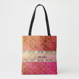 Hot Pink Orange Diamond Blende Tasche