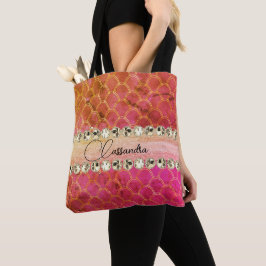 Hot Pink Orange Diamond Blende Tasche