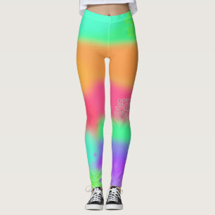 Hot Pink Orange Lila Türkis Punk Crazy Print Leggings