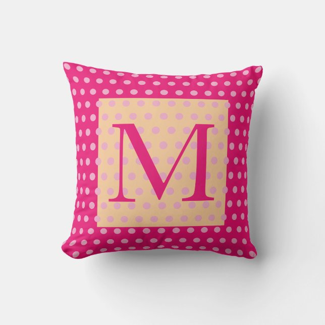 Hot Pink Orange Polka Dot Pattern Boho Girly Kissen (Vorderseite)