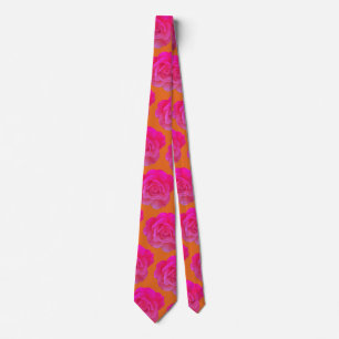 Hot Pink Orange Rose Modernes, stilvolles Geschenk Krawatte