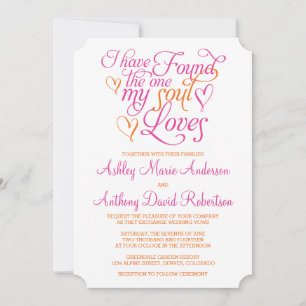 Hot Pink Orange Soul Lieben Herzenssehen Einladung