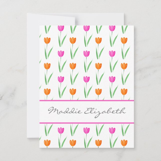 Hot Pink & Orange Wasserfarbe Muster Mitteilungskarte (Vorderseite)