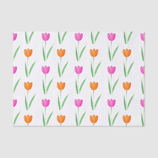 Hot Pink & Orange Wasserfarbe Muster Seidenpapier (Vorderseite)