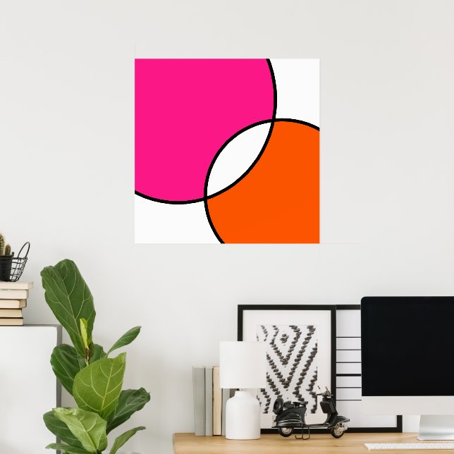 Hot Pink Orange White Circles Poster (Heimbüro)