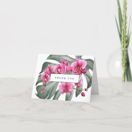 Hot Pink Orchideen auf Monstera Tropical Vielen Da Dankeskarte