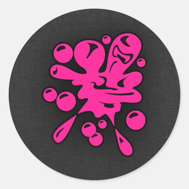 Hot Pink Paintball Runder Aufkleber (Vorderseite)