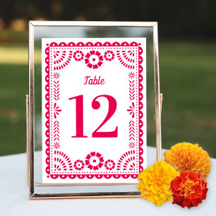 Hot Pink Papel Picado Hochzeitsfeier Tischnummer