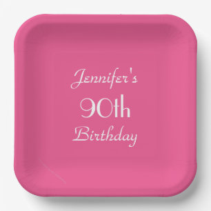 Hot Pink Paper Teller, 90. Geburtstagsparty Pappteller