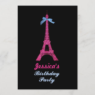 Hot Pink Paris Tour Eiffel Invitation de fête d'an