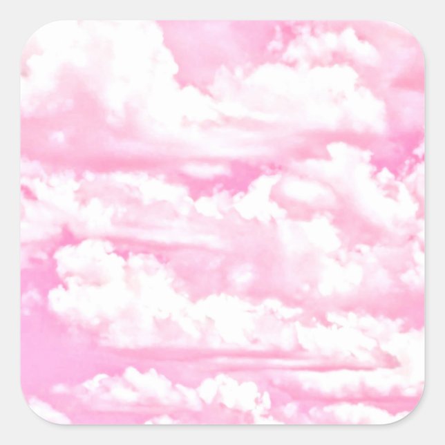 Hot Pink Pastellwolken Quadratischer Aufkleber (Vorderseite)