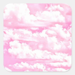 Hot Pink Pastellwolken Quadratischer Aufkleber