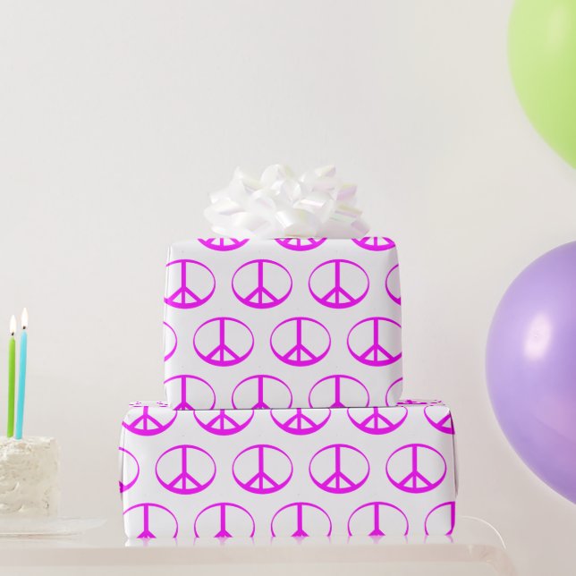 Hot-Pink PEACE SIGNAD Wrapping Paper Geschenkpapier (Partygeschenke)