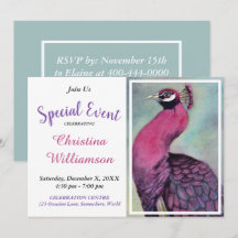 HOT PINK PEACOCK PARTY EREIGNIS INVITE