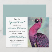 HOT PINK PEACOCK PARTY EREIGNIS INVITE