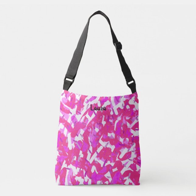 Hot Pink Personalisiert Artists Crossbody Bag Tragetaschen Mit Langen Trägern (Vorderseite)