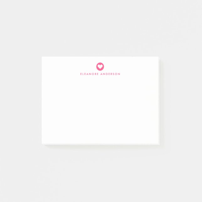 Hot Pink | Personalisierte Hinweise zum Herzinfark Post-it Klebezettel (Vorderseite)