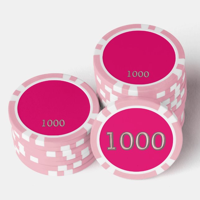 Hot Pink Pink 1000 gestreifter Poker-Chip Pokerchips (Stapel)