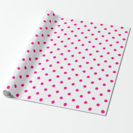 Hot Pink Polka Dot auf weiße große Räume Geschenkpapier