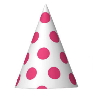 Hot Pink Polka Dot auf weißem Party Partyhütchen