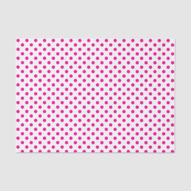 Hot Pink Polka Dot auf Weißzettel Seidenpapier (Vorderseite)