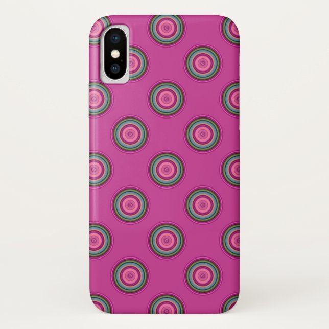 Hot Pink Polka Dot Pattern Case-Mate iPhone Hülle (Rückseite)