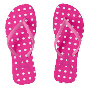 Hot Pink Polka Dot Pattern Flip Flops