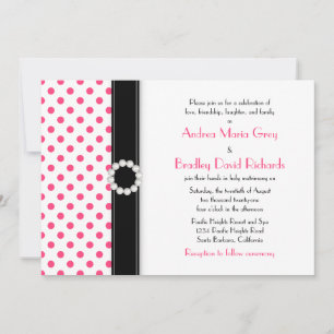 Hot Pink Polka Dot Wedding Einladung