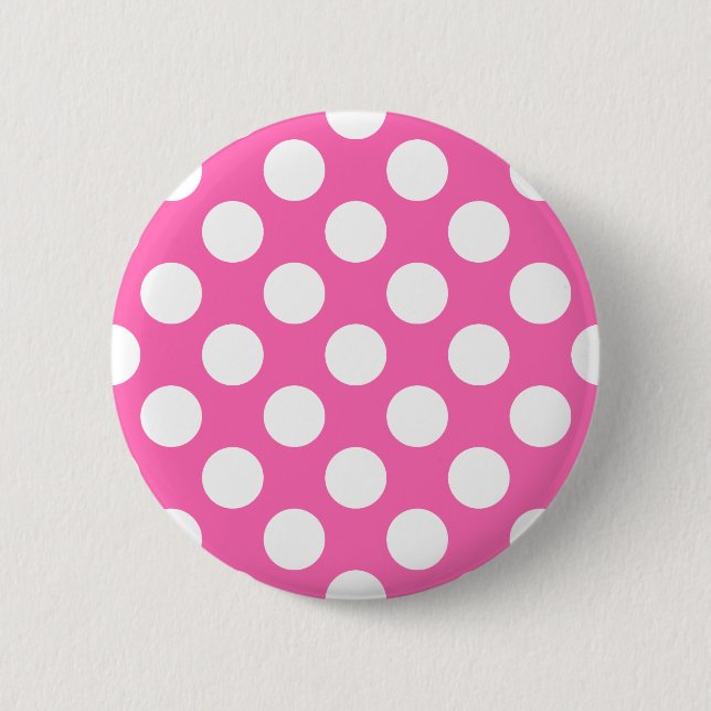Hot Pink Polka Dots Button (Vorderseite)