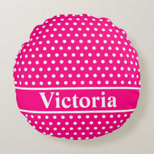 Hot Pink Polka Dots Rundes Kissen