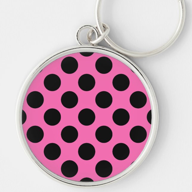 Hot Pink Polka Dots Schlüsselanhänger (Vorne)