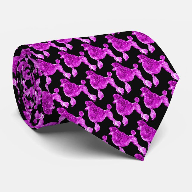 Hot Pink Posh PoodBlack Krawatte (Gerollt)