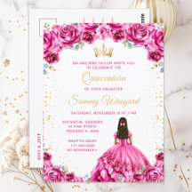 Hot Pink Princess Floral Quinceñera