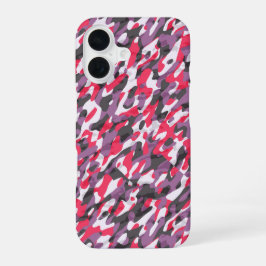 Hot pink, purple and black camo abstract iPhone 16 hülle